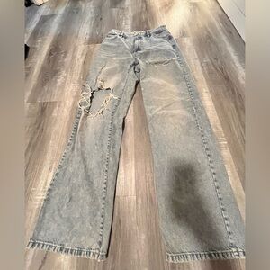 GARAGE wide leg ripped light blue jeans size 5